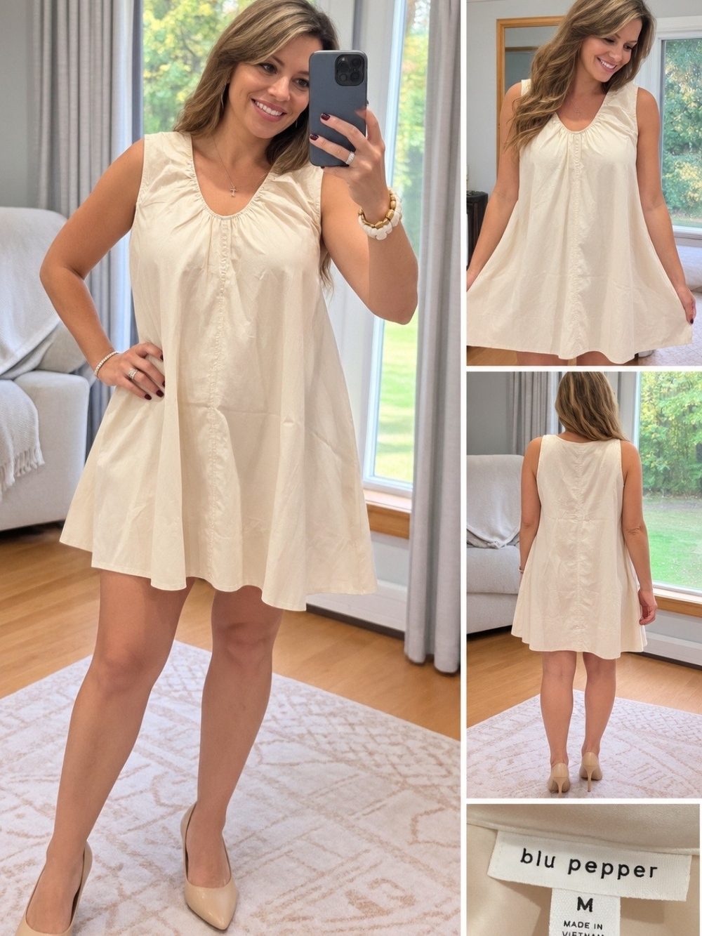 blu pepper Cream Sleeveless A-Line Mini Dress